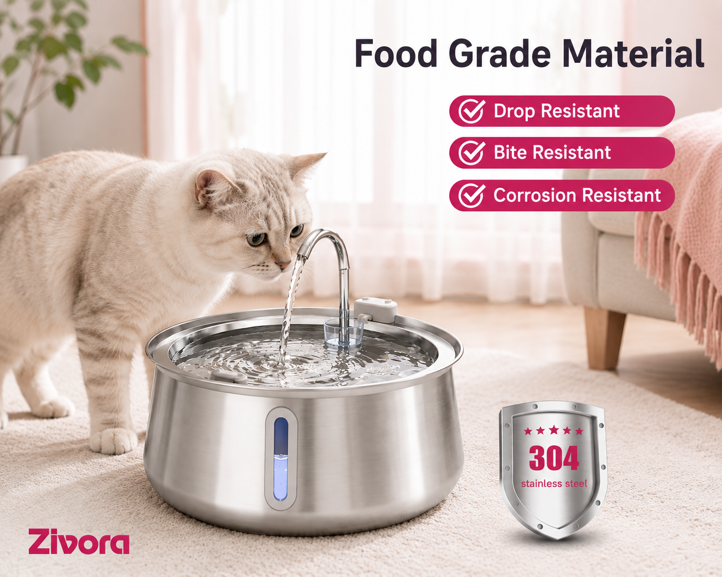 Zivora AquaPurr™ 4L Cat Fountain